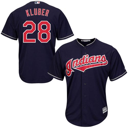 Indians #28 Corey Kluber Navy Blue Alternate Stitched Youth MLB Jersey - Click Image to Close